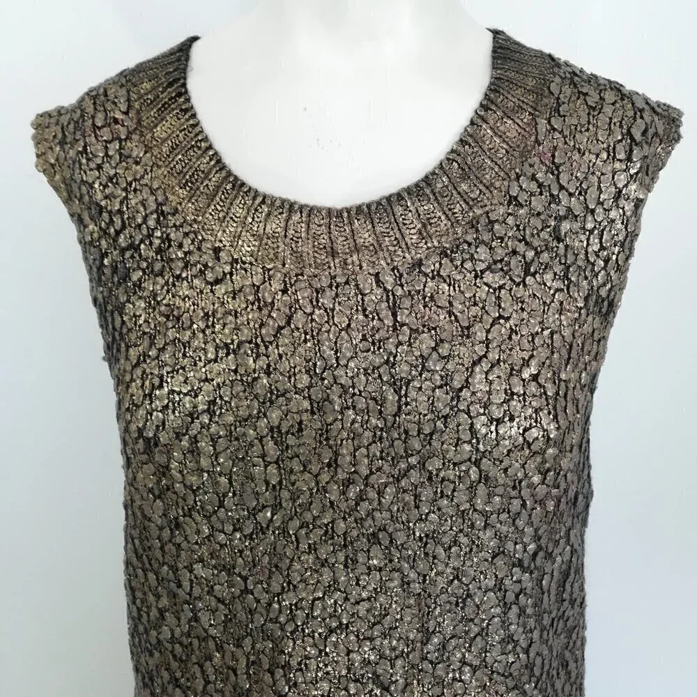 Lelis Sleeveless Tunic Sweater Size M Gold Blue